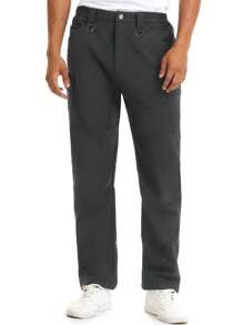 KEFITEVD Men's Soft Shell Cargo Pants For Outdoor Sports And Work Wear Resistant - Dark Grey - View 3