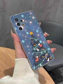 1pc Christmas Elements Tpu Soft Phone Case With Printed Christmas Tree & Snowflakes Patterns, Compatible With Apple/Compatible With Samsung/Compatible With Xiaomi Compatible With Redmi Phones,International Version, Not The Domestic Version - Multicolor - View 1