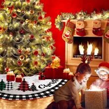 1 件装圣诞树裙，黑白格子图案，雪花和字母印花，圣诞家居装饰，最佳礼物，圣诞装饰，房间装饰，冬季圣诞装饰，家居圣诞礼物，圣诞装饰 - 彩色 - 查看 6