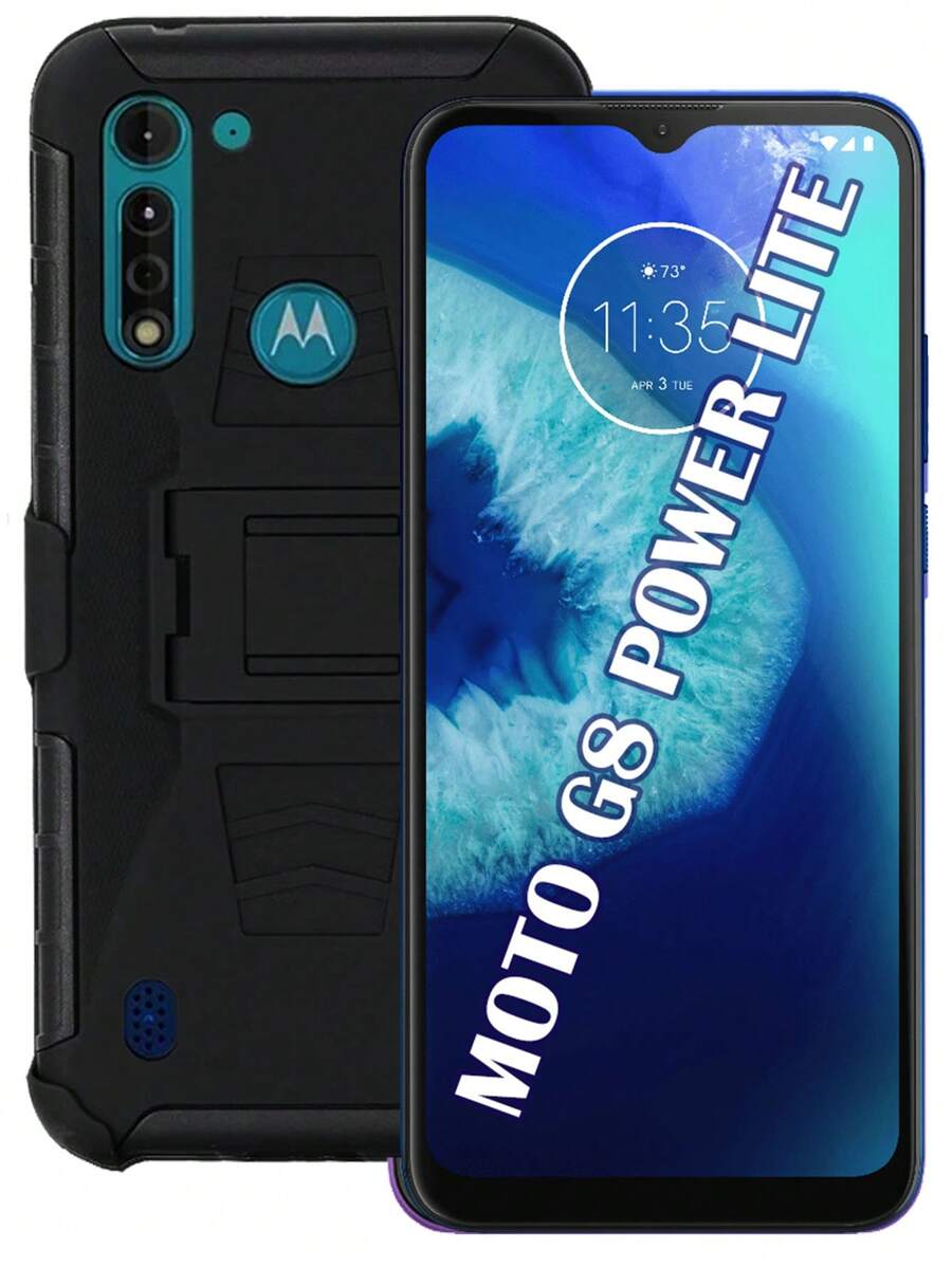 Funda Uso Rudo Con Clip Para Moto G8 Power Lite - Negro - Ver 1