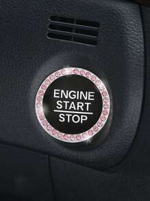 1pc White Color Car Crystal Rhinestone Engine Start Button Decorative Ring Interior Ignition Key Switch Decorative Circle