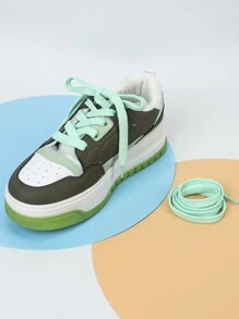 純色綠色寬鞋帶,簡潔時尚,適用於運動鞋和靴子
