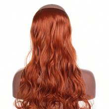 化學纖維假髮,髒橙色水波紋,魚網編法佩戴方法,適用於所有女性的高溫絲 - 臟橘色 - 查看 2