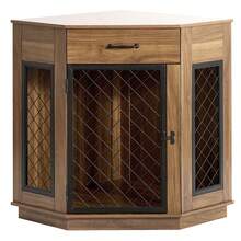 DlandHome Dog Crate Furniture With Drawer, Corner Kennel With Mesh Door, Wooden Dog House For Small/Medium Dog - wood - View 8