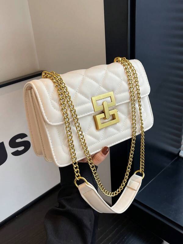 Bolso De Hombro Con Cadena Cuadrado Para Mujer, Bolsa De Mano De Color Sólido, Nueva Moda