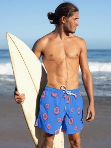 Short Praia Donut Azul Bermuda Moda Praia  SHORT 071 - Multicolorido - Visão 2