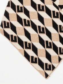 1件女士假領方形設計三角圍巾頸部保暖韓式時尚圍巾,適用於秋冬季節 - 駝色 - 查看 6