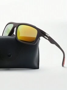 1pc Men's Pilot-Style Rimmed Outdoor Riding Sporty Fashion Glasses - Yellow - View 5