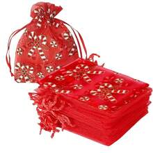 5件套圣诞毛线袋、圣诞饰品收纳袋、圣诞装饰、圣诞节、最便宜的商品、小型企业用品、化妆用欧根纱礼品袋、网眼礼品袋、束带礼品袋