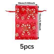 5件套圣诞毛线袋、圣诞饰品收纳袋、圣诞装饰、圣诞节、最便宜的商品、小型企业用品、化妆用欧根纱礼品袋、网眼礼品袋、束带礼品袋
