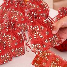 5件套圣诞毛线袋、圣诞饰品收纳袋、圣诞装饰、圣诞节、最便宜的商品、小型企业用品、化妆用欧根纱礼品袋、网眼礼品袋、束带礼品袋