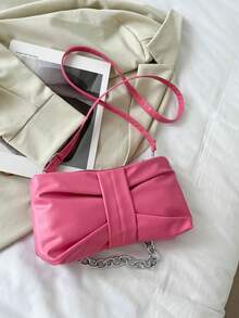 Goth Gothic Fashionable Solid Color Shoulder Bag/handbag With Metal Chain Strap For Women - Dusty Pink - View 2