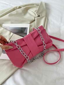 Goth Gothic Fashionable Solid Color Shoulder Bag/handbag With Metal Chain Strap For Women - Dusty Pink - View 1