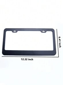 1pc Black Aluminum Alloy License Plate Frame With Protective Cover - Black - View 3