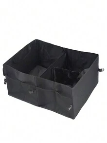 1pc Black Car Trunk Storage Bag, Multifunctional Foldable Organizer Box - Black - View 4