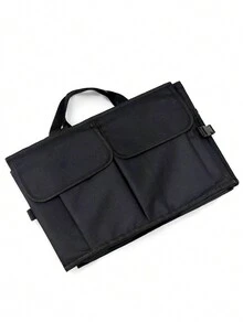 1pc Black Car Trunk Storage Bag, Multifunctional Foldable Organizer Box - Black - View 5