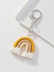 包袋配件 小号芥末黄彩虹吊坠 趣味礼品 趣味礼品 多色包袋挂饰 汽车配件 女士钥匙链挂饰 可爱物品 钩针编织 钩针编织 - 芥末黃 - 查看 2