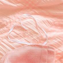 1入精緻氣泡紗與拼接的牛奶絨被套,柔軟,吸濕透氣,質感高,美感高,適用於秋冬季節 - 珊瑚粉 - 查看 5