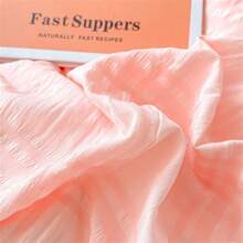 1入精緻氣泡紗與拼接的牛奶絨被套,柔軟,吸濕透氣,質感高,美感高,適用於秋冬季節 - 珊瑚粉 - 查看 6