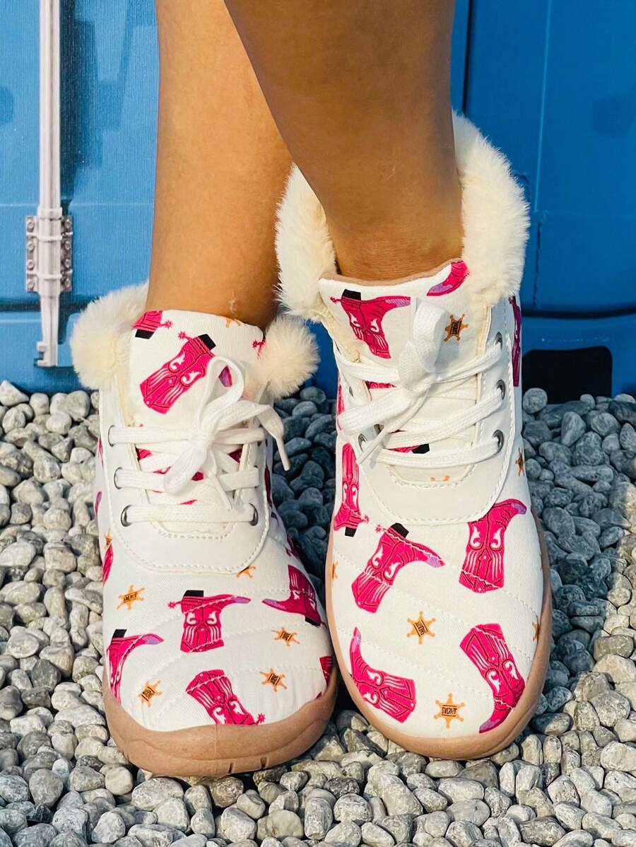 女士休閒時尚平底舒適保暖靴子