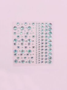 1 Pieza De Etiqueta Engomada De La Joya De La Cara De La Resina De Ombre Verde Del Diamante De Imitación Perfecta Para Fiestas Y Reuniones - Multicolor - Ver 2