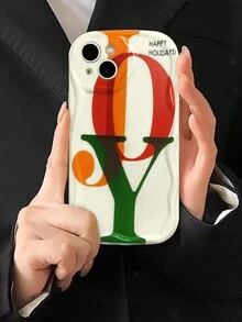 1pc Multicolor 3d Wave Letters Printed Phone Case Compatible With Iphone - Multicolor - View 2