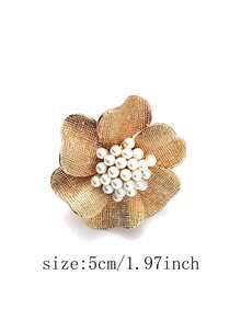 1pc Gold Flower Ring Personalized Fashion Retro Ring Exaggerated Flower Opening Index Finger Ring Bridal Girl Ring - Gold - View 4