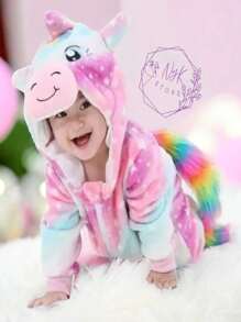 PIJAMA PARA BEBE, MAMELUCO DE UNICORNIO, DISFRAZ PARA BEBE DE UNICORNIO, CALENTITA DE UNICORNIO CON ESTRELLAS - Multicolor - Ver 5