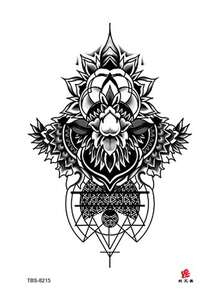 Temporary Tattoo Sticker With Flower, Chain And Creative Print Design, Waterproof And Realistic, Disposable, Suitable For Cool Tattoos On Men And Women - Black - View 3