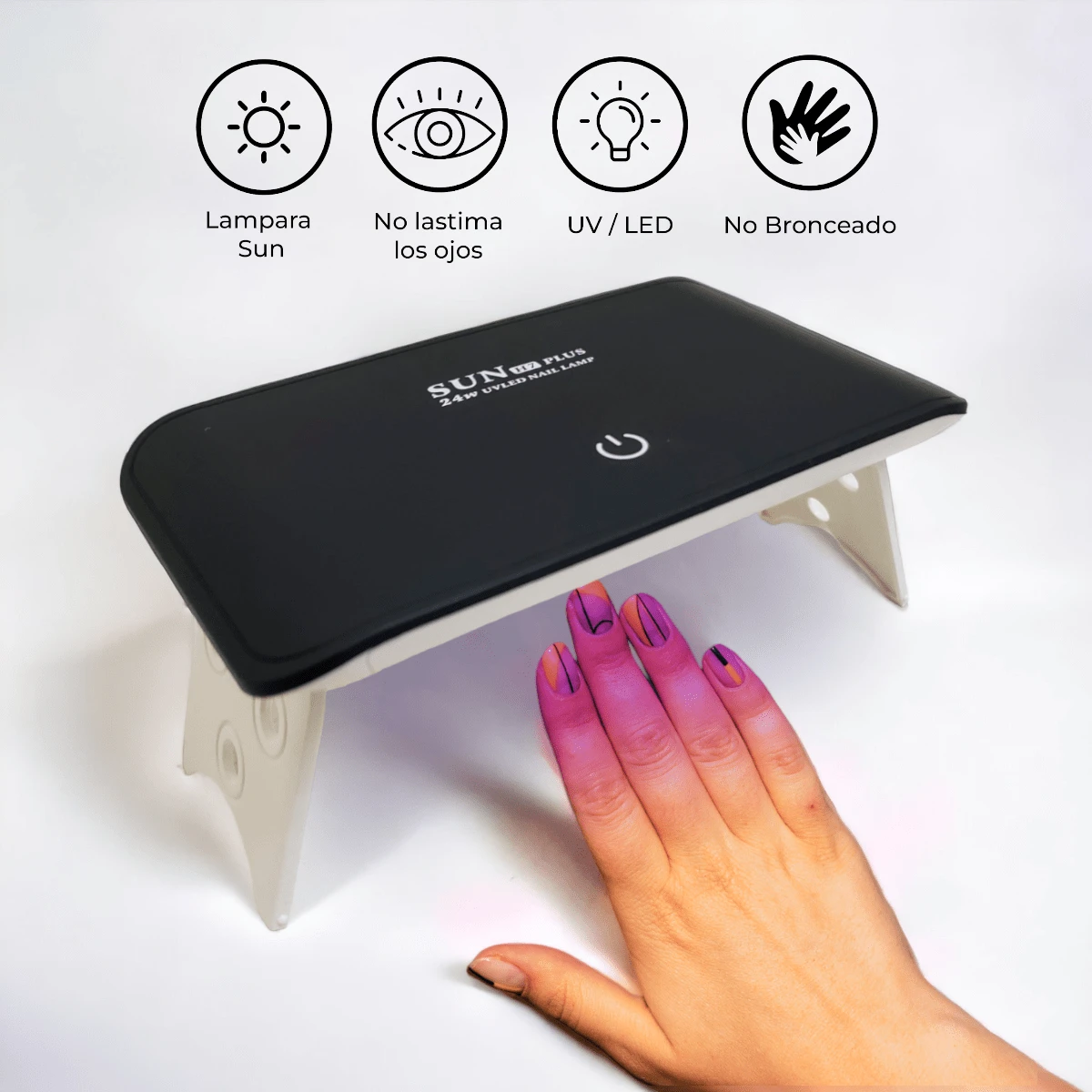 Lampara para uñas mini led/uv-sun Mini Portátil-secado - Blanco y Negro - Ver 1