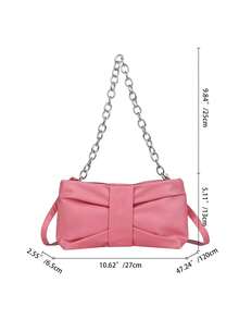 Goth Gothic Fashionable Solid Color Shoulder Bag/handbag With Metal Chain Strap For Women - Dusty Pink - View 4