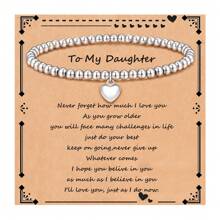 1入組4mm銀珠手鍊,彈性疊加電鍍時尚手鍊,是女兒、孫女、姊妹和朋友的生日、母親節等的禮物。