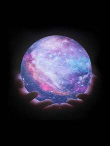 1 Pieza 12 Cm Lámpara De Cielo Estrellado Multicolor, Luz Led De Noche De Luna Y Galaxia Para Decoración De La Sala De Estar, Dormitorio Y Mesita De Noche - Multicolor - Ver 3