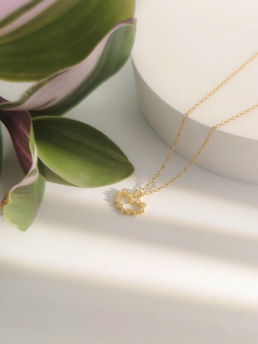 1入女性金色心形鋯石925純銀項鍊,優雅,多用途,閃閃發亮,溫暖,適合作為禮物和日常佩戴