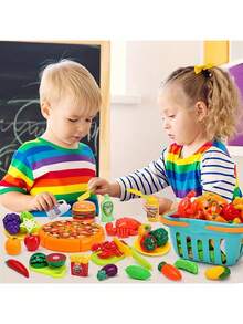 24pcs Random Kitchen Fruit Toys Plus A Random Color Pizza Toy