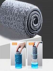 Household Cleaning Mop, No Hand Wash Flat Mop, Dry And Wet Dual-Use Mop, Reusable And Durable Cleaning Mop For Floor, Wall, Bathroom, Easy To Clean And Operate, 360° Rotating House Cleaning - 藍色 - 查看 7