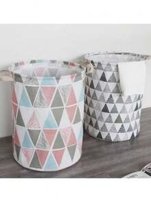 Multicolor Foldable Laundry Basket. Linen And Cotton Laundry Basket For The Home. Storage Basket, Laundry Organizer. Random Colors. - Multicolor - View 3