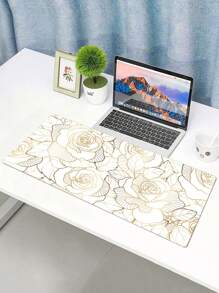 1 Pieza Alfombrilla De Ratón Antideslizante Para Juegos Con Estampado De Flores, Disponible En 4 Tamaños - Rojo - Ver 4