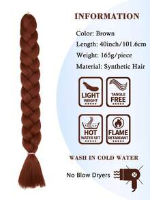 40英寸预拉伸编织接发，单包，低温合成纤维编织接发，专业合成纤维钩编多色辫子，适合女性和儿童日常佩戴、节日和角色扮演，柔软Yaki纹理，可加热定型，165克/包，编织接发，适合万圣节、新年、狂欢节、音乐节和圣诞节礼物 - 鏽棕色 - 查看 4