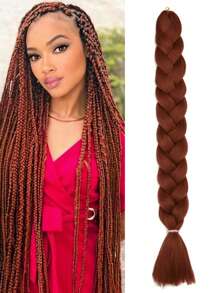 40英寸预拉伸编织接发，单包，低温合成纤维编织接发，专业合成纤维钩编多色辫子，适合女性和儿童日常佩戴、节日和角色扮演，柔软Yaki纹理，可加热定型，165克/包，编织接发，适合万圣节、新年、狂欢节、音乐节和圣诞节礼物 - 鏽棕色 - 查看 2