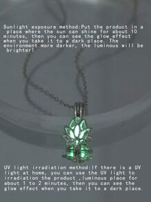 Fashionable Creative DIY Glow In The Dark Necklace With Yellow-Green Lotus Pendant (Can Be Opened) One Piece - Silver - View 2