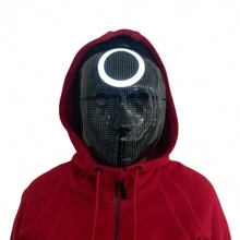 Máscara de Halloween con luz LED Juego Calamar Figura Circulo Cuadro Triángulo - Blanco y Negro - Ver 3