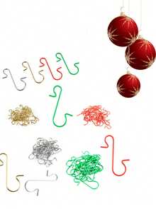 50个圣诞装饰挂钩3厘米迷你S形金属挂钩圣诞树球吊坠挂钩圣诞新年派对装饰用品 - 金色 - 查看 3