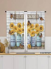 2入組農家向日葵廚房窗簾,不附帶洞窗簾,至臥室辦公室廚房客廳學習家庭裝飾 - 彩色 - 查看 1