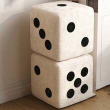 1pc Creative Wooden Footstool With Dice Pattern Design For Shoe Changing And Sitting, Living Room Children's Low Stool - Black and White - View 4