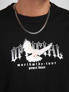 Logeqi® Hombres Camiseta con logo estampado de Streetwear Vibes - Negro - Ver 5