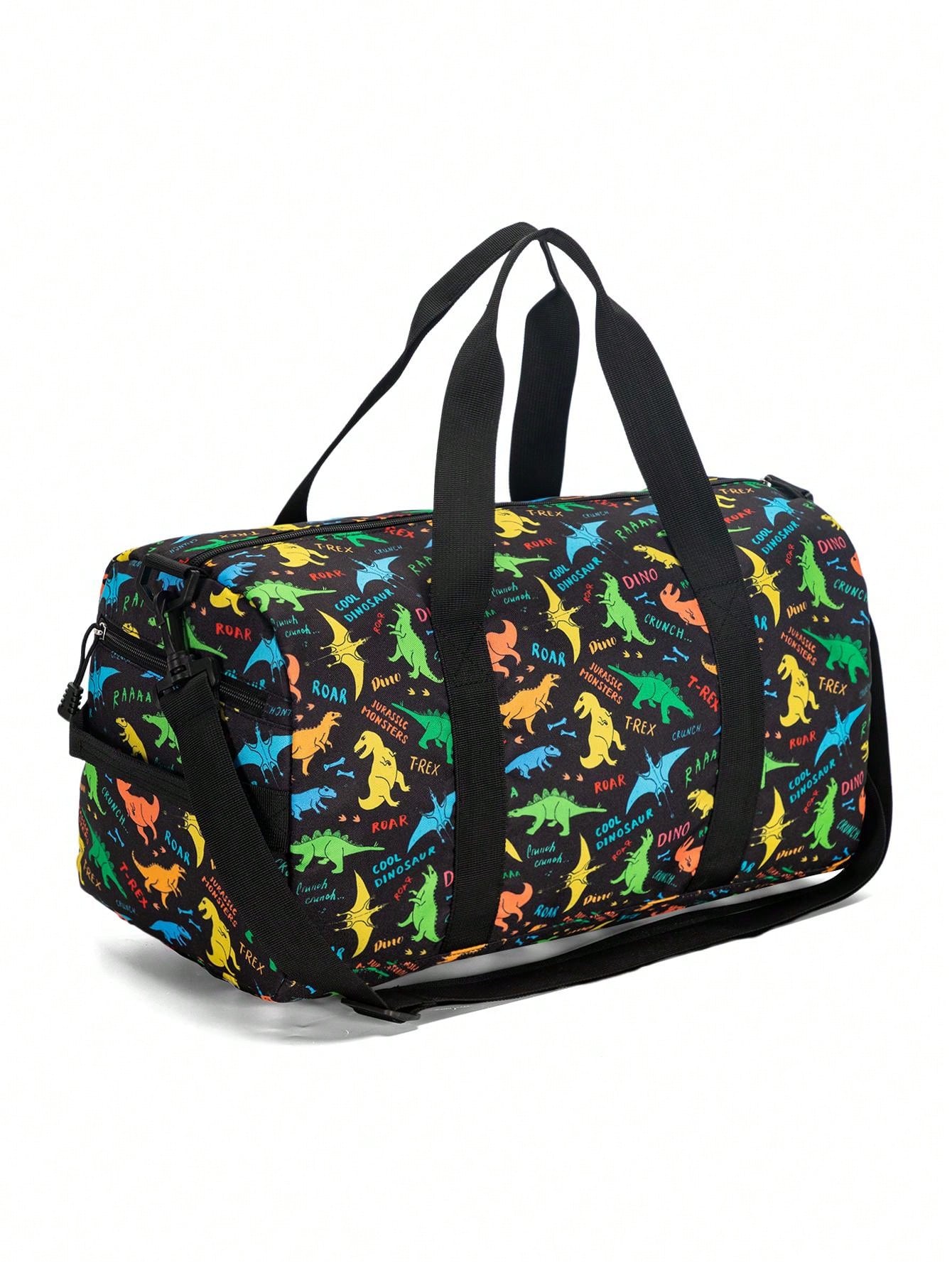 1pc Unisex Printed Polyester Lightweight Storage Duffel Bag With Zipper