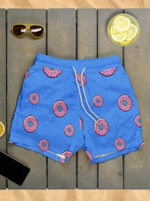 Short Praia Donut Azul Bermuda Moda Praia  SHORT 071 - Multicolorido - Visão 1