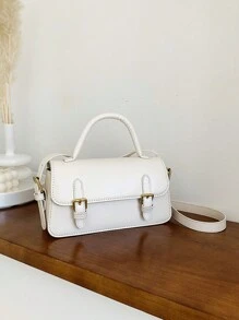 Stylish White Simple Ladies Handbag - White - View 9