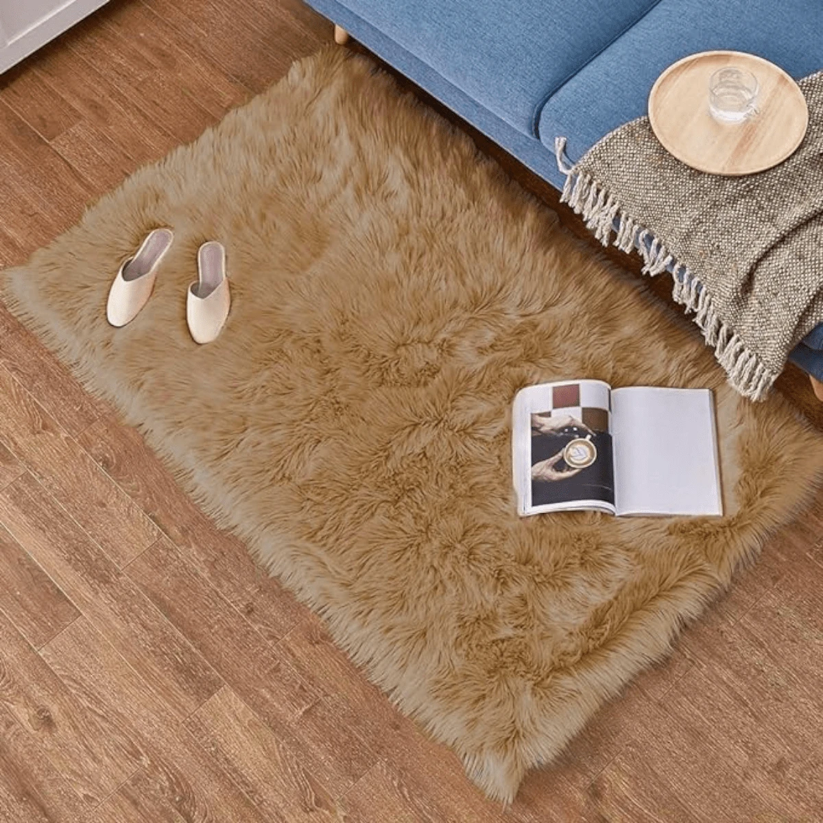 Decorative Rug, Plush Rug - 브라운 - 보기 1